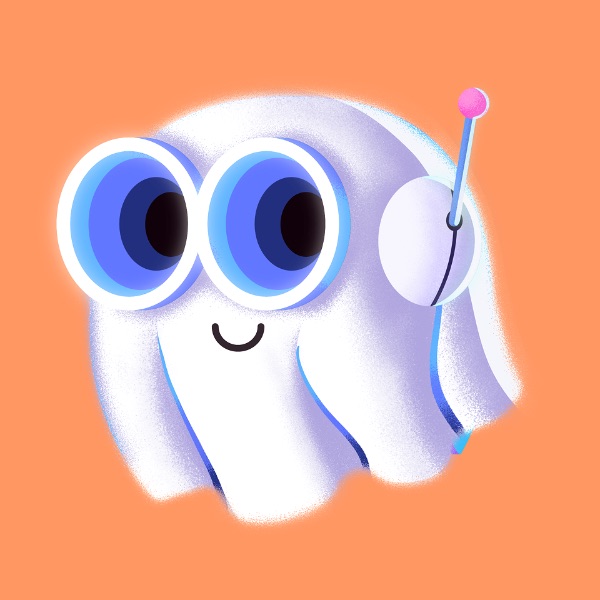 White ghost with big curious eyes